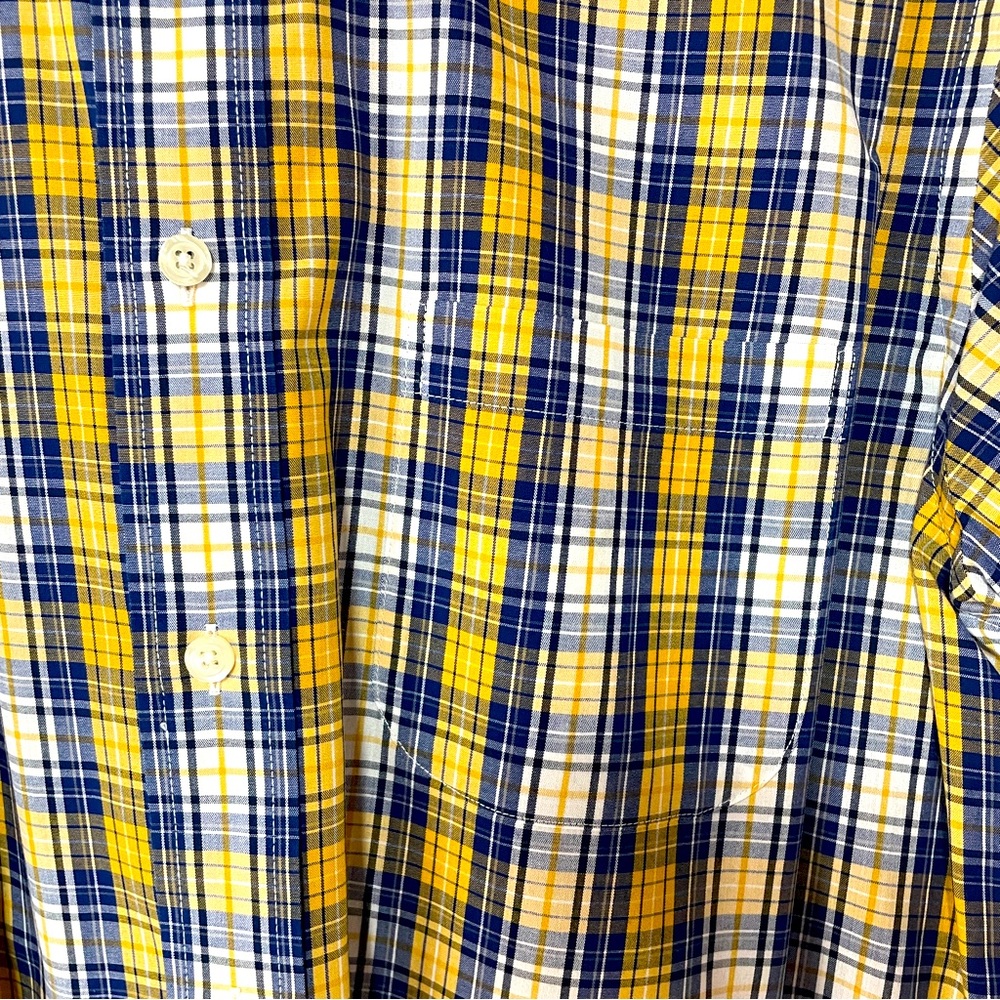 Brooks Brothers Blue Yellow White Plaid Cotton Classic Men’s Button Shirt Sz L - Picture 5 of 5